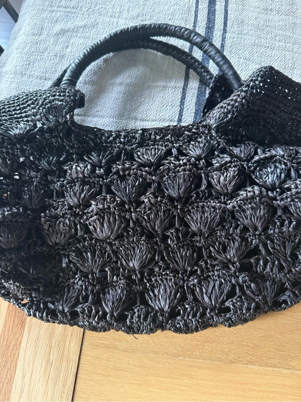 Brown Raffia Woven Tote Bag -a point etc